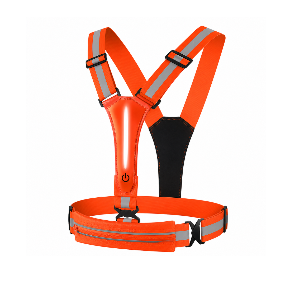 Chaleco Reflectivo Deportivo Luces Recargables Seguridad Naranja