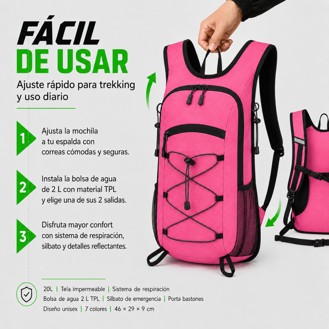 Mochila Hidratación Camelback Trekking+bolsa De Agua Tpl Gris rosa