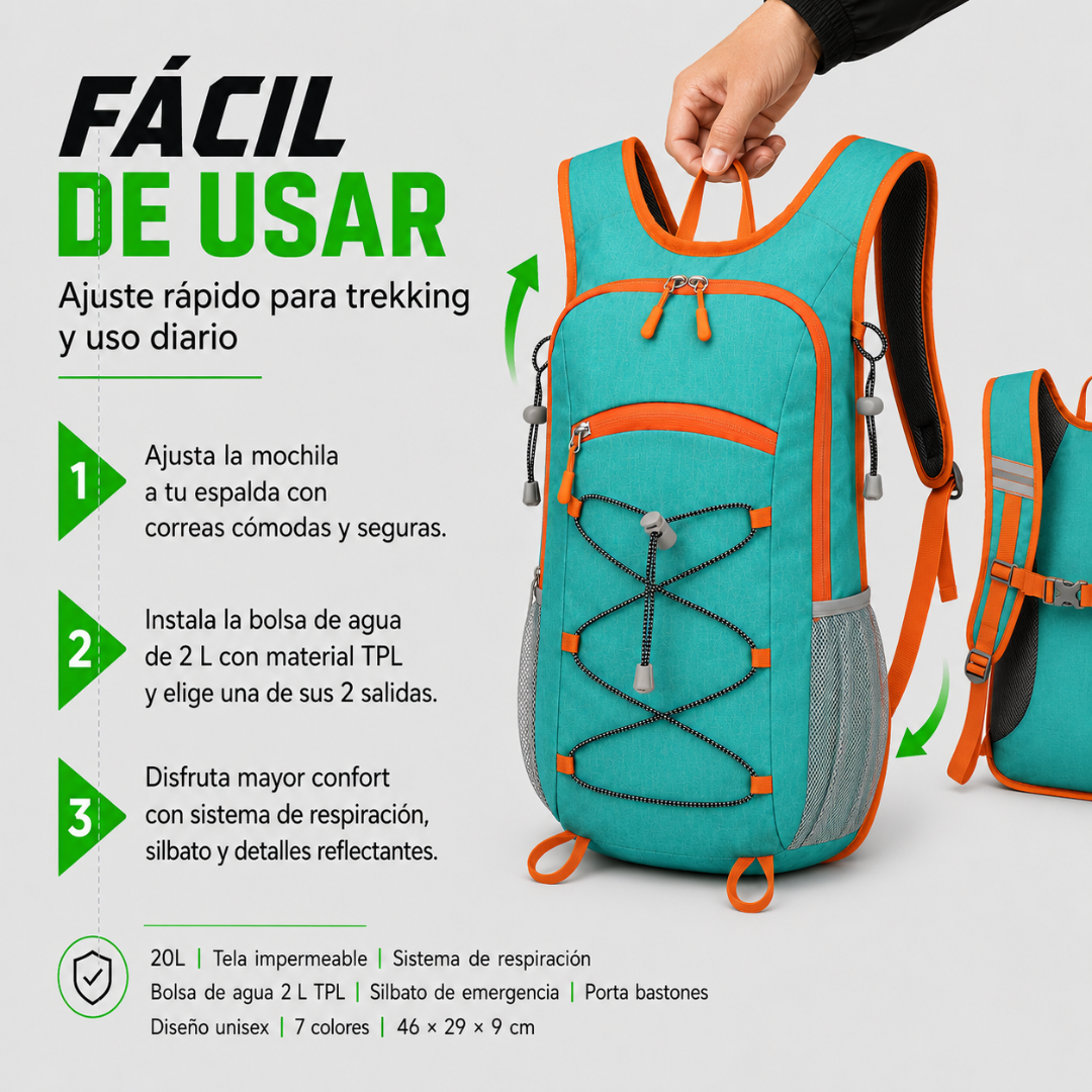 Mochila Hidratación Camelback Trekking+bolsa De Agua Tpl turquesa