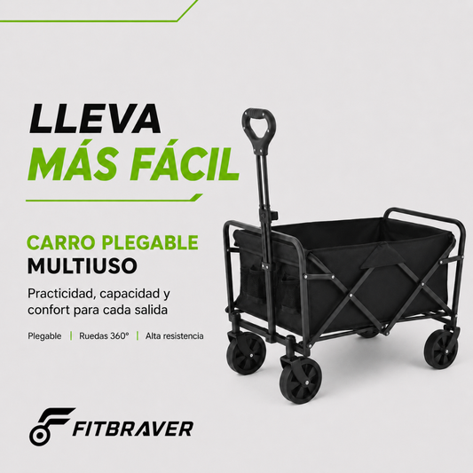Carrito Plegable Armable Práctico Camping Multiuso Ruedas 360°