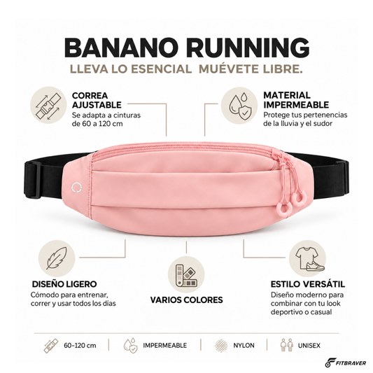 Banano Lumy Impermeable Deportivo Running Cómodo Fitbraver Para Trotar Bicicleta Outdoor Rosa