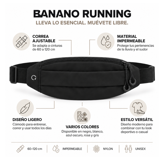 Banano Lumy Impermeable Deportivo Running Cómodo Fitbraver Para Trotar Bicicleta Outdoor Negro