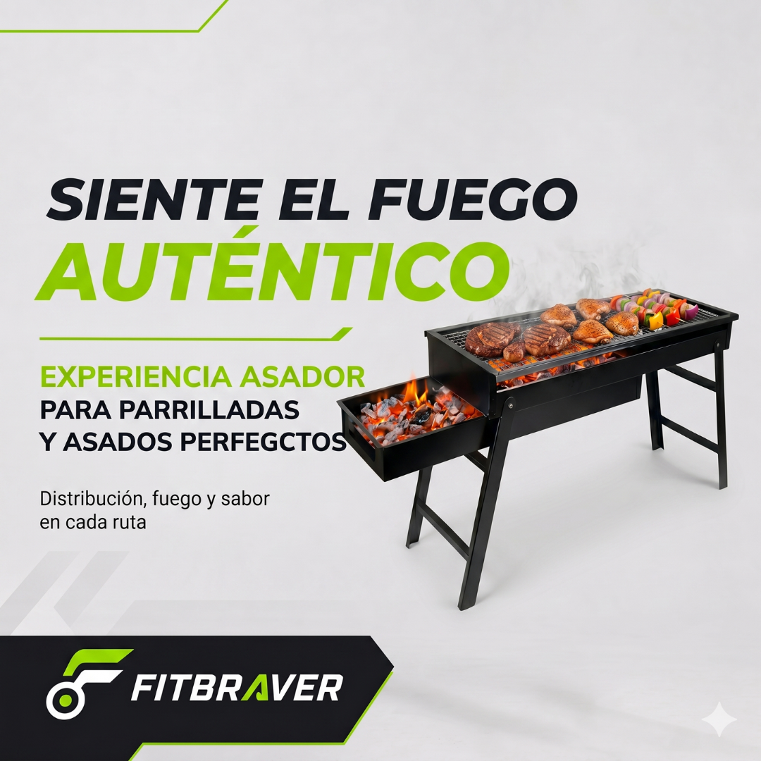 Parrilla Parrillera Para Asado Plegable Portatil Xl 60x22x33