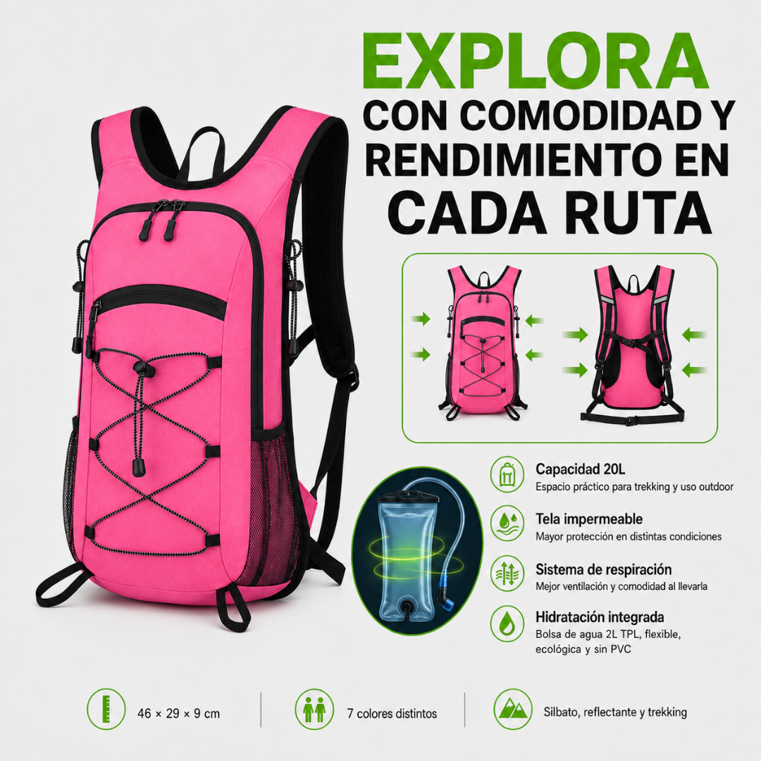 Mochila Hidratación Camelback Trekking+bolsa De Agua Tpl Gris rosa