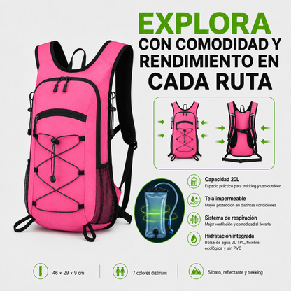 Mochila Hidratación Camelback Trekking+bolsa De Agua Tpl Gris rosa
