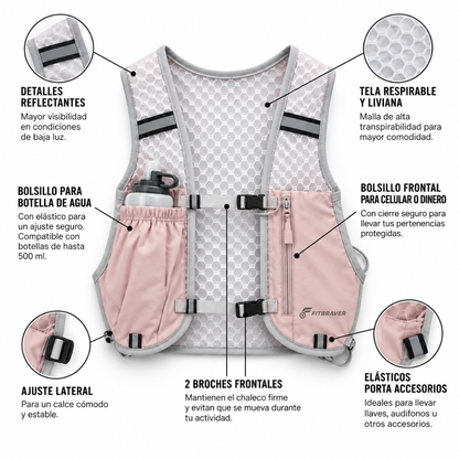 Chaleco Running Bolso Bicicleta Mochila Trail Senderismo Rosa