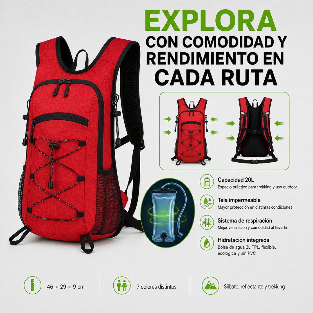 Mochila Hidratación Camelback Trekking+bolsa De Agua Tpl rojo