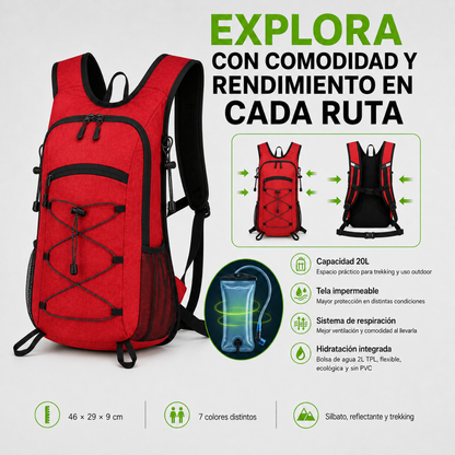 Mochila Hidratación Camelback Trekking+bolsa De Agua Tpl rojo
