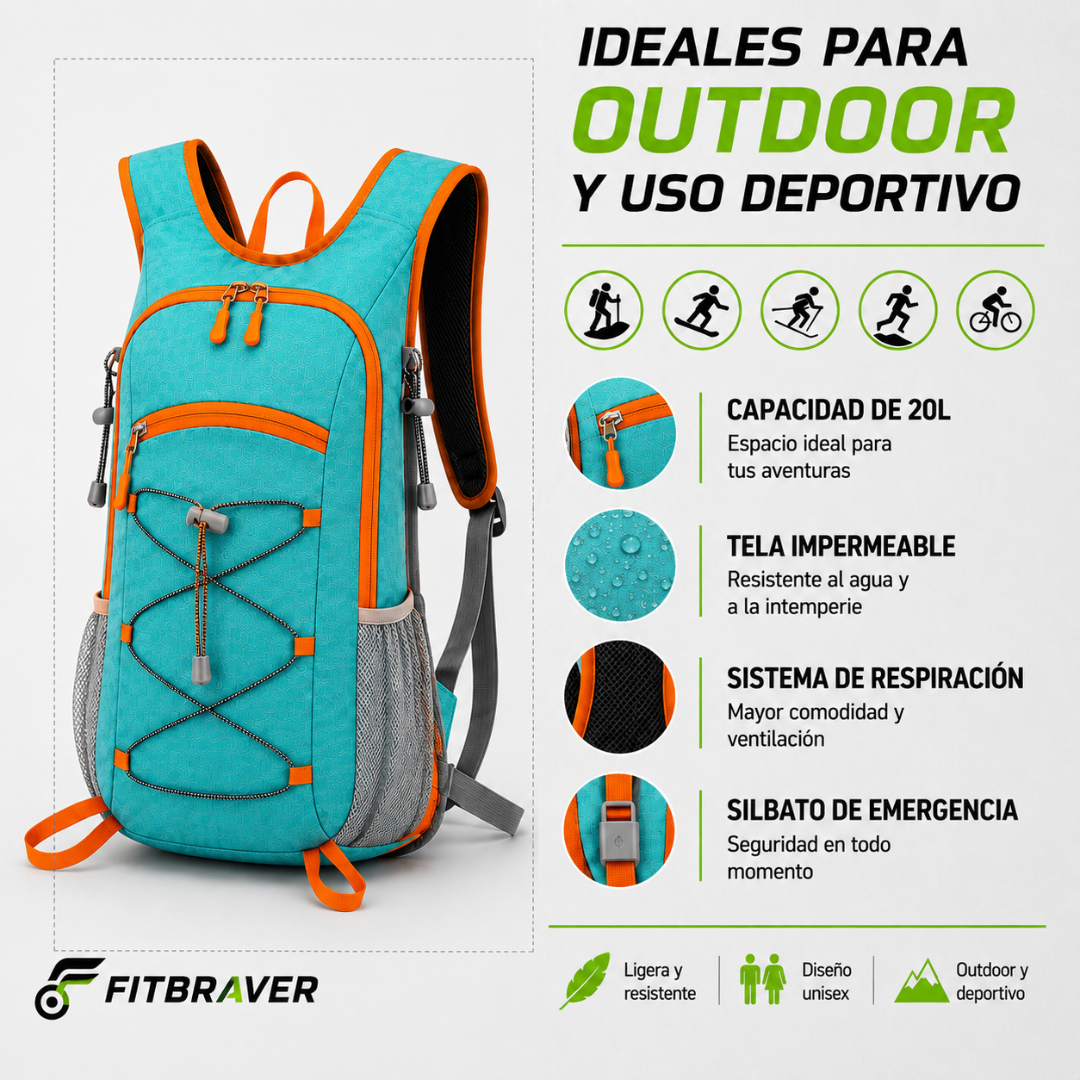 Mochila Hidratación Camelback Trekking+bolsa De Agua Tpl turquesa