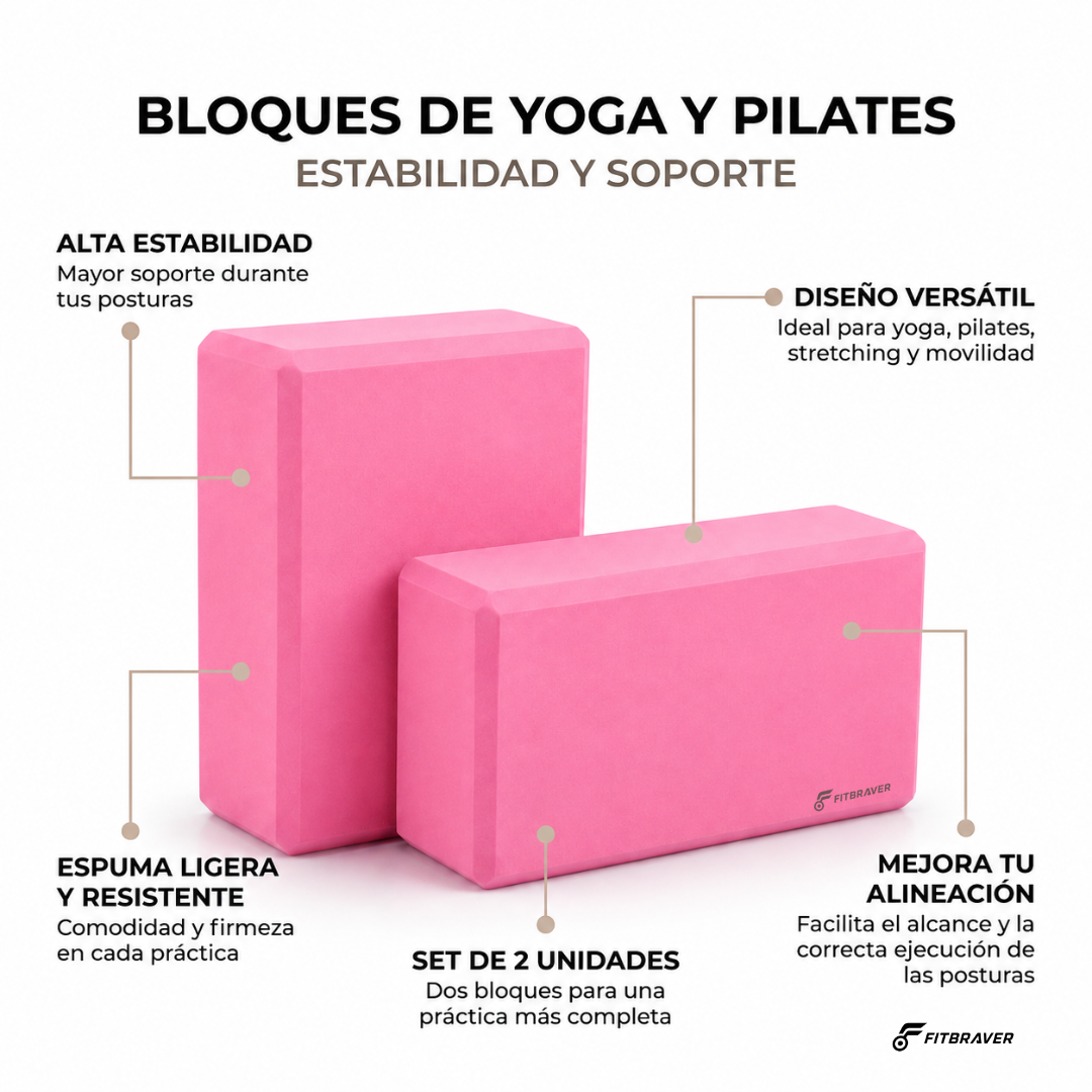 Pack 2 Bloques de Yoga Pilates Color Rosa