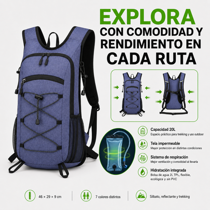 Mochila Hidratación Camelback Trekking+bolsa De Agua Tpl Azul