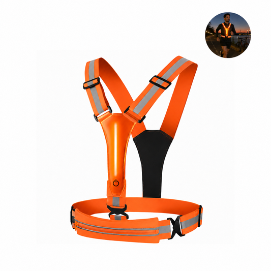 Chaleco Reflectivo Deportivo Luces Recargables Seguridad Naranja