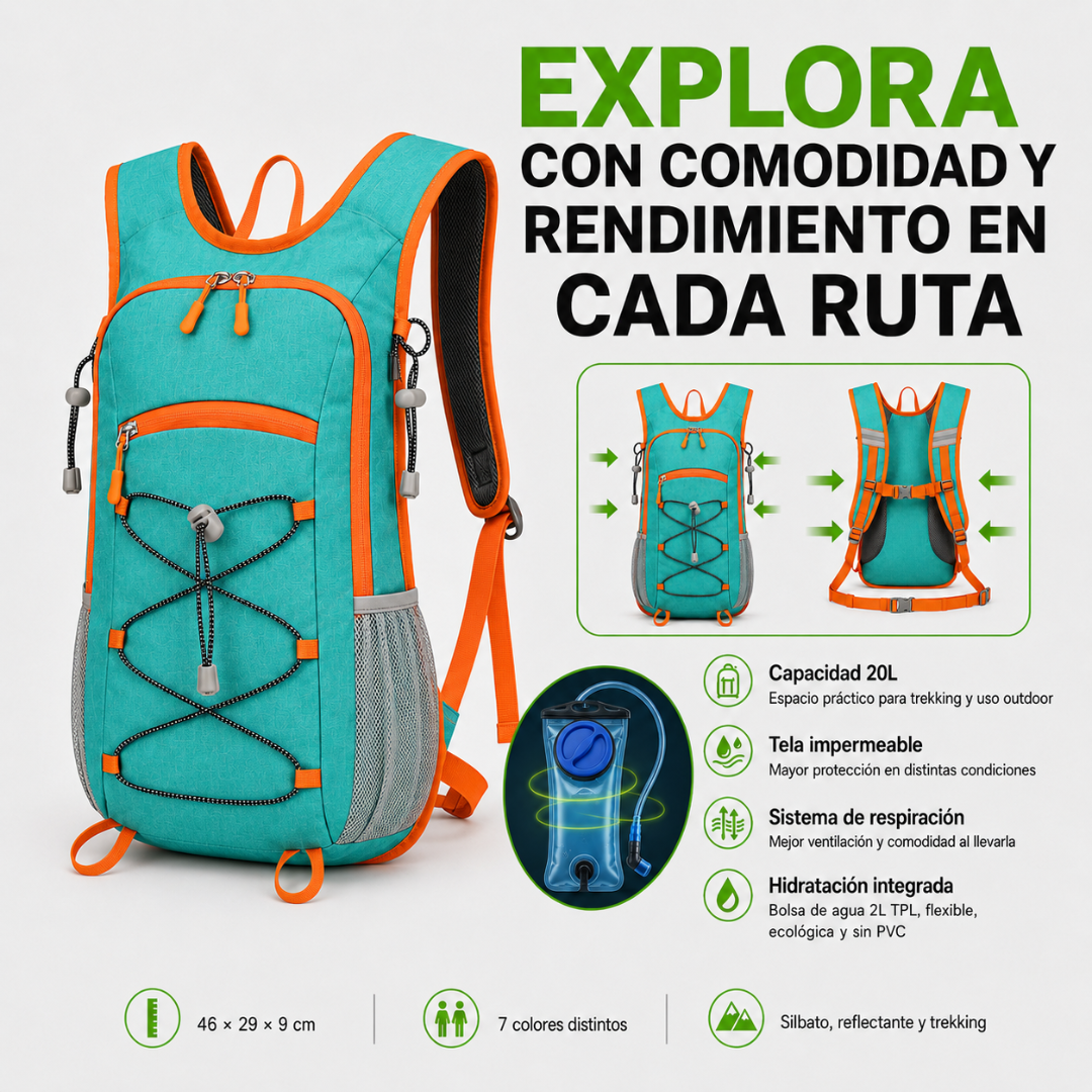 Mochila Hidratación Camelback Trekking+bolsa De Agua Tpl turquesa