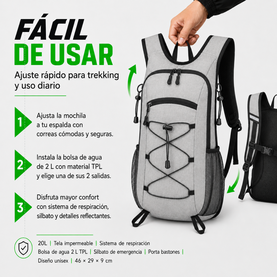Mochila Hidratación Camelback Trekking+bolsa De Agua Tpl Gris