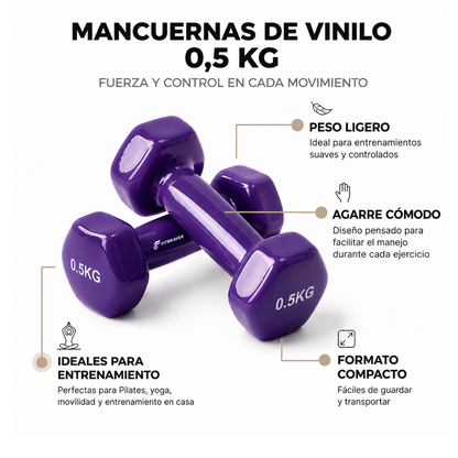 Par de Macuernas de Vinilo 0,5kg Morada Fitbraver