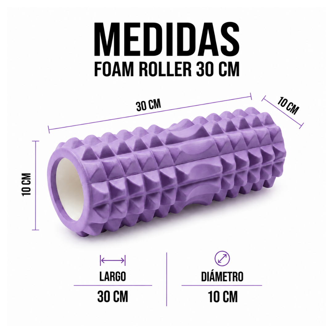 Foam Roller Rodillo Pilates Yoga 30cm Morado