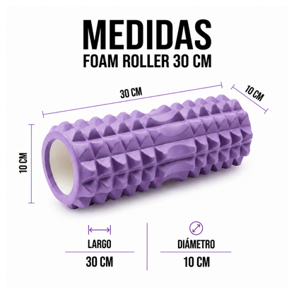 Foam Roller Rodillo Pilates Yoga 30cm Morado