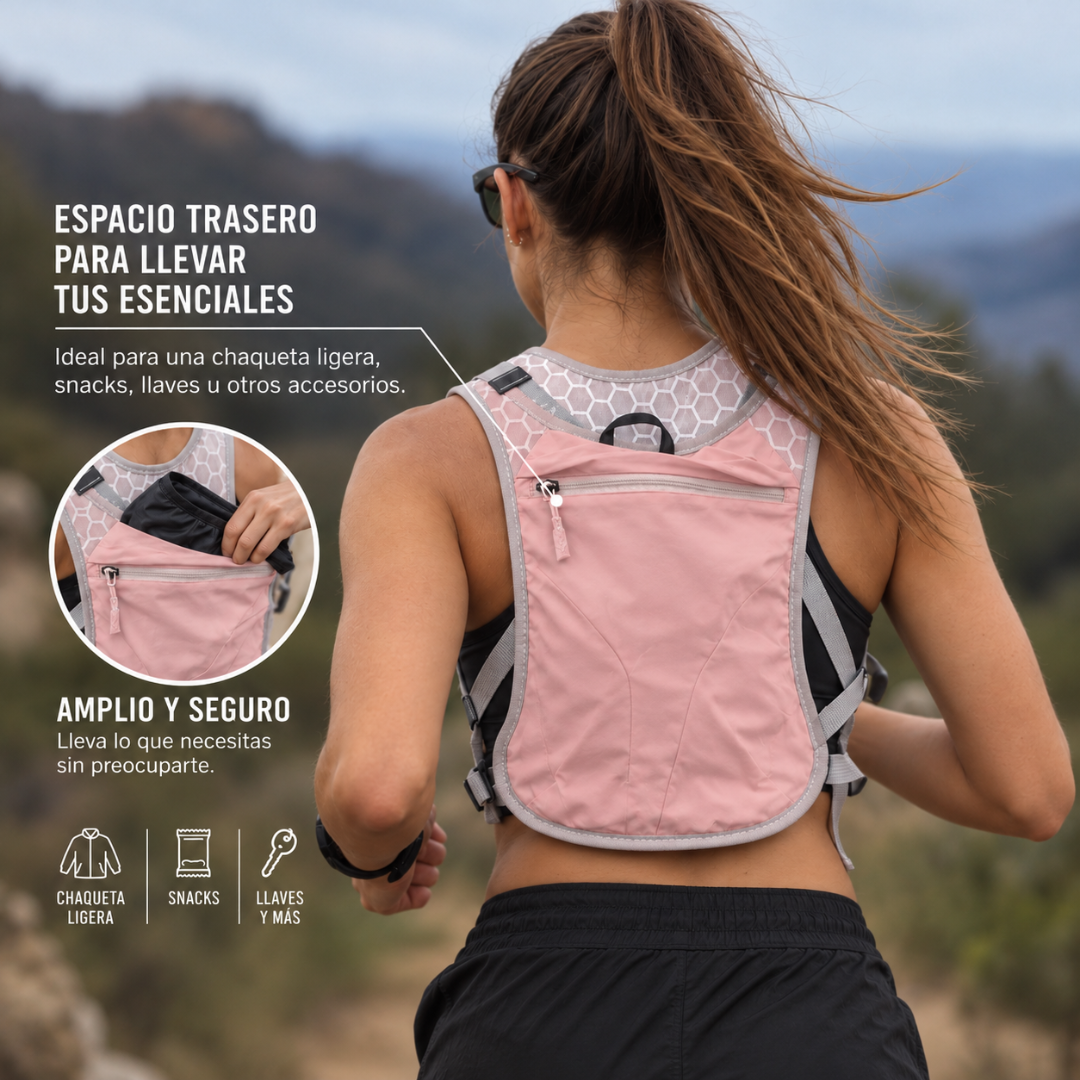 Chaleco Running Bolso Bicicleta Mochila Trail Senderismo Rosa