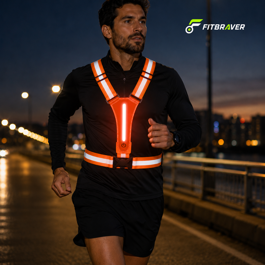 Chaleco Reflectivo Deportivo Luces Recargables Seguridad Naranja