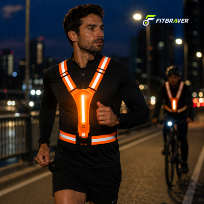 Chaleco Reflectivo Deportivo Luces Recargables Seguridad Naranja