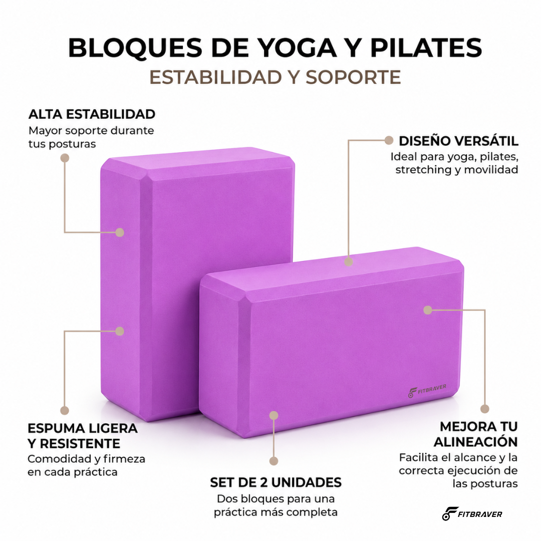 Pack 2 Bloques de Yoga Pilates Color Morado