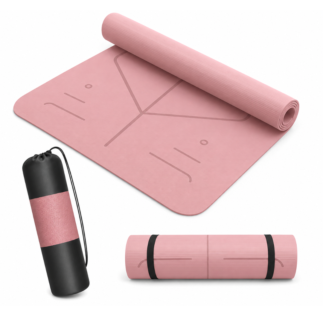 Mat Yoga Pilates Colchoneta Eco Guías +bolso+correa 6mm Rosa Rosa