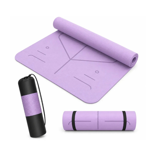 Mat Yoga Pilates Lila Colchoneta Eco Guías +bolso+correa 6mm Lila