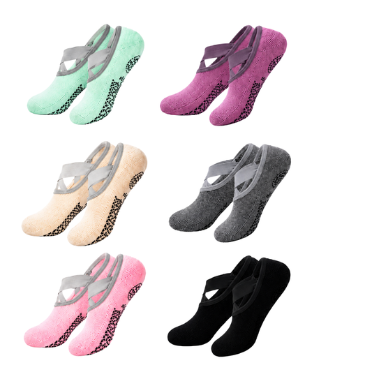 Pack 6 Pares de Calcetines Antideslizantes Yoga Ballet Pilates Set Cortos