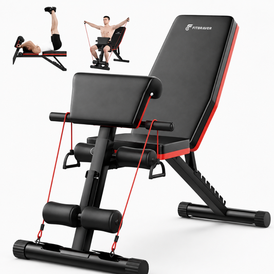 Banco Abdominales Multifuncional Negro Plegable Ajustable 45 Funciones 7 Posiciones