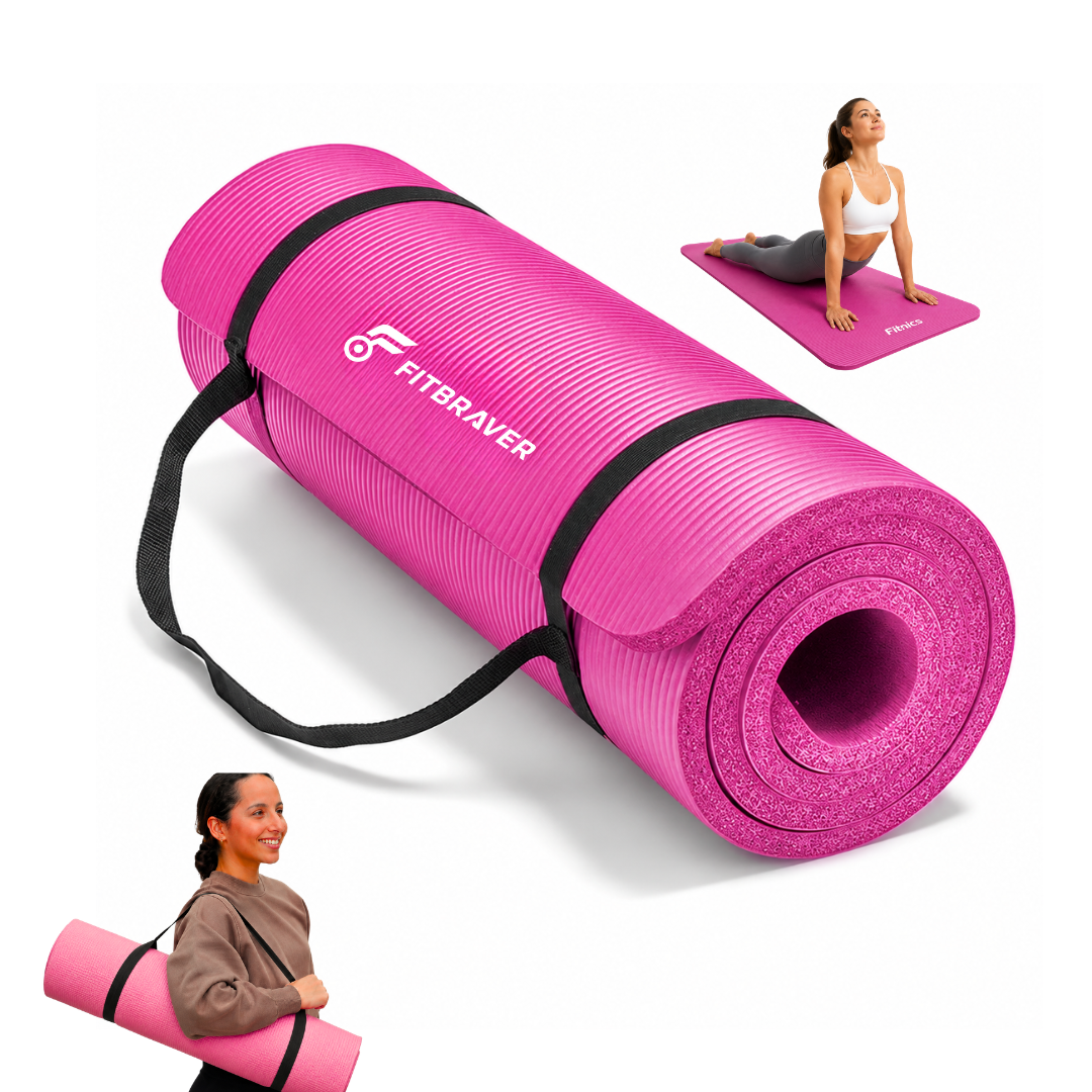 Mat de Yoga 15mm Grueso Colchoneta Pilates Antideslizante NBR Rosa