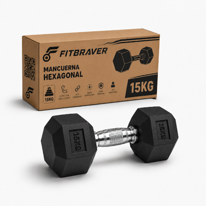 Mancuerna Hexagonal 15kg Acero y Caucho 1 Unidad