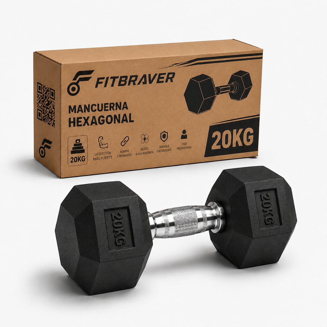 Mancuerna Hexagonal 20kg Acero y Caucho 1 Unidad