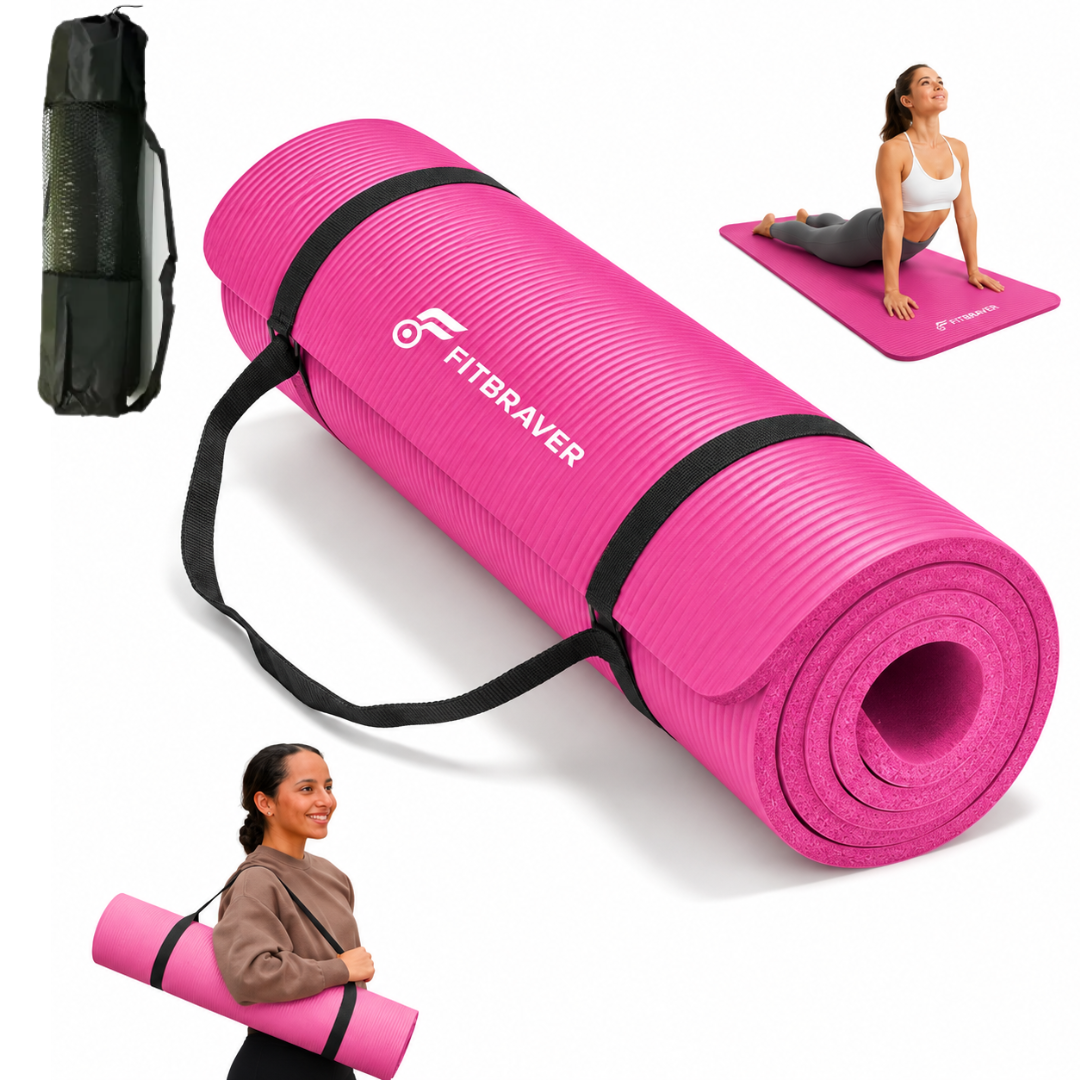 Mat de Yoga 10mm Grueso Colchoneta Pilates Antideslizante NBR Rosa