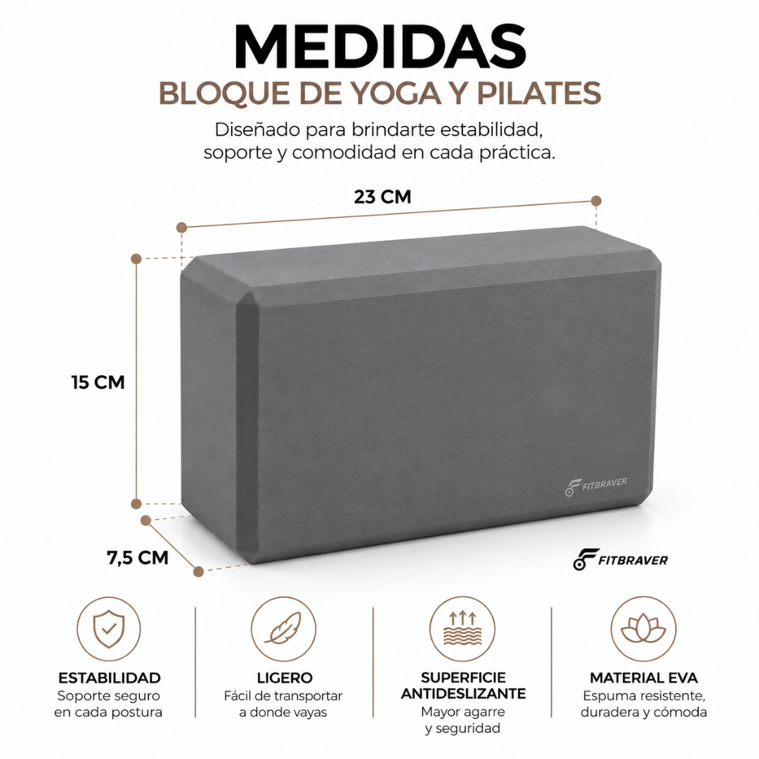 Pack 2 Bloques de Yoga Pilates Color Gris