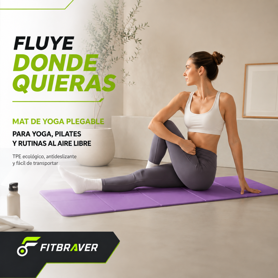 Mat De Yoga Viajero Plegable Abdominales Antideslizante 183x60x0.5 Morado