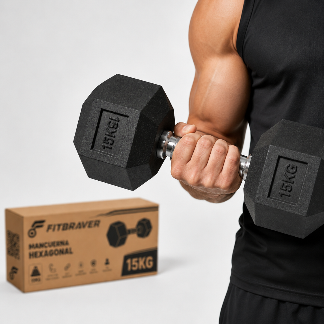 Mancuerna Hexagonal 15kg Acero y Caucho 1 Unidad