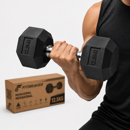 Mancuerna Hexagonal 12.5kg Acero y Caucho 1 Unidad