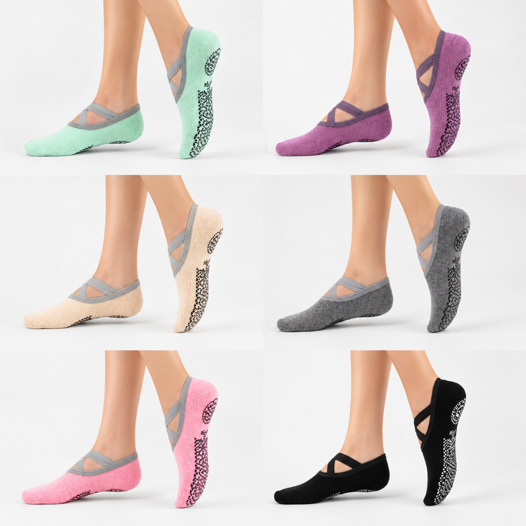 Pack 6 Pares de Calcetines Antideslizantes Yoga Ballet Pilates Set Cortos