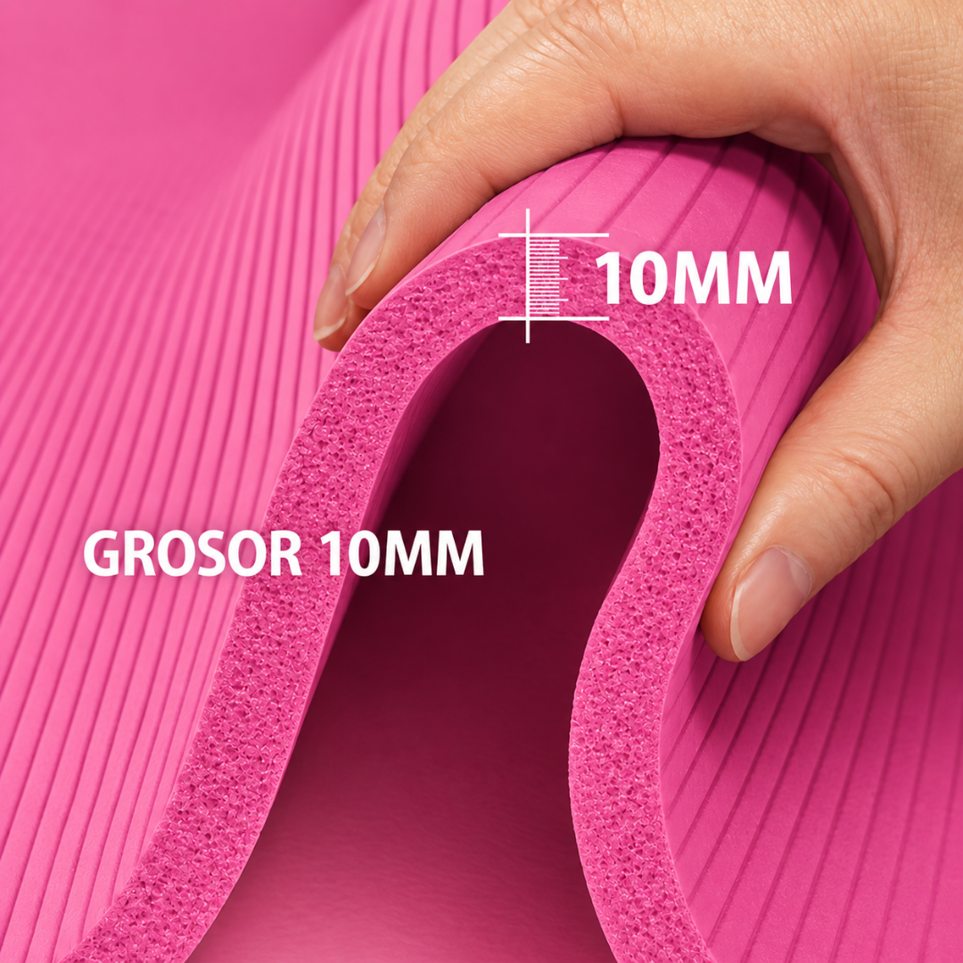 Mat de Yoga 10mm Grueso Colchoneta Pilates Antideslizante NBR Rosa