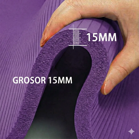 Mat de Yoga 15mm Grueso Colchoneta Pilates Antideslizante NBR Lila