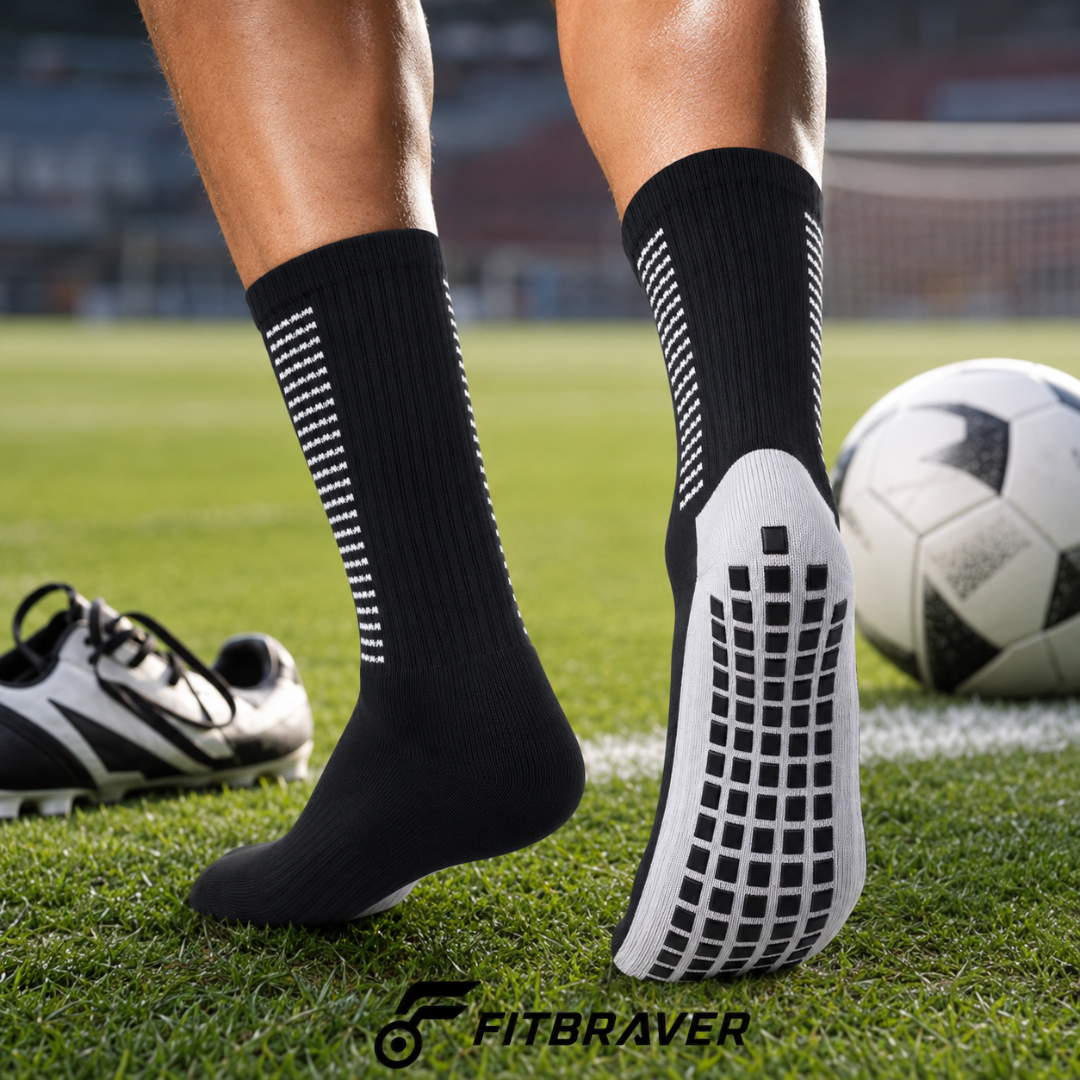 Pack 12 Calcetines Deportivos Antideslizante Largos con Grip Futbol
