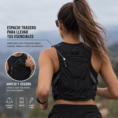 Chaleco Running Bolso Bicicleta Mochila Trail Senderismo Negro