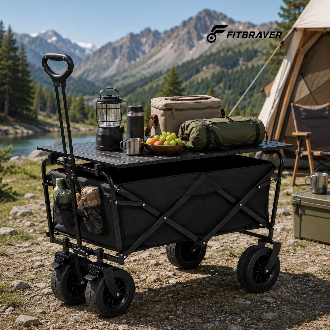 Carrito Para Compras Plegable Para Camping Con Mesita Cubierta Funcional Multiuso