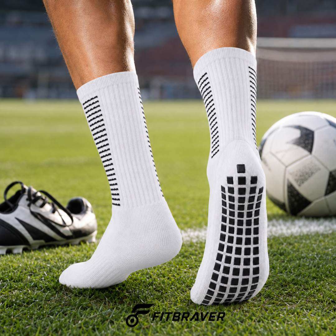 Pack 12 Calcetines Deportivos Largos Antideslizantes con Grip Futbol
