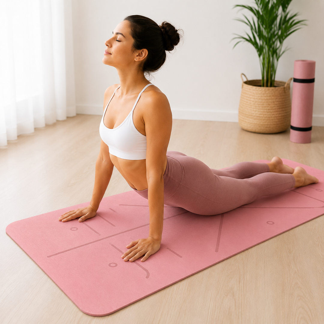 Mat Yoga Pilates Colchoneta Eco Guías +bolso+correa 6mm Rosa Rosa