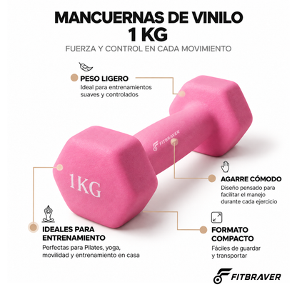 Mancuerna de Vinilo 1kg Rosada Fitbraver 1 Unidad