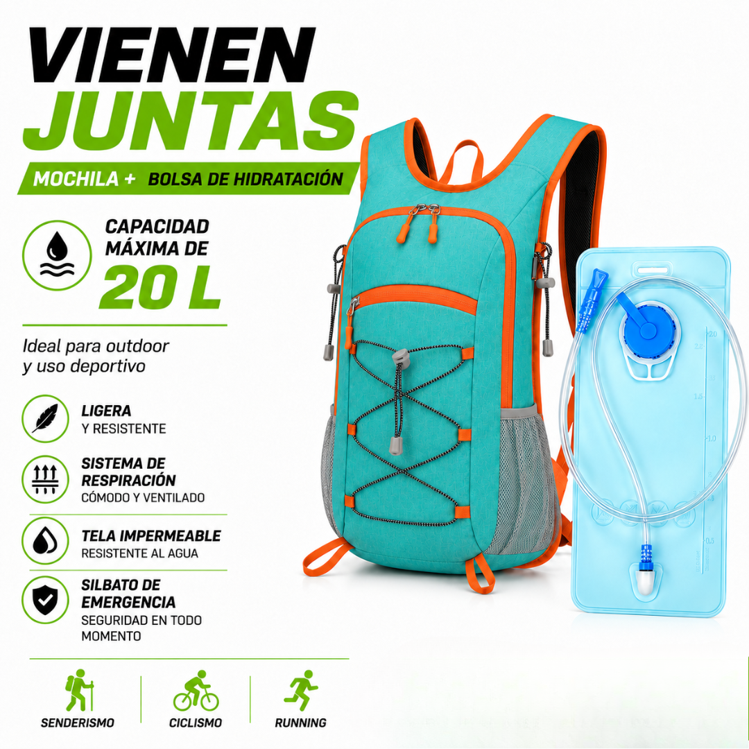 Mochila Hidratación Camelback Trekking+bolsa De Agua Tpl turquesa