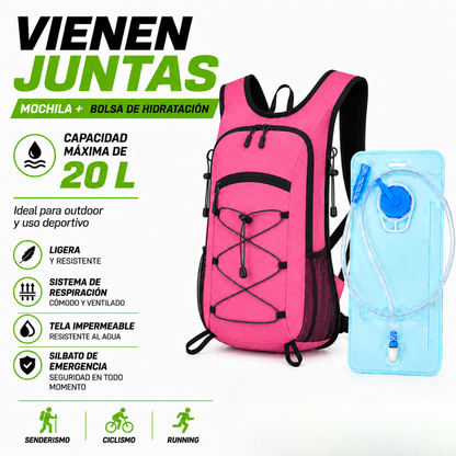 Mochila Hidratación Camelback Trekking+bolsa De Agua Tpl Gris rosa