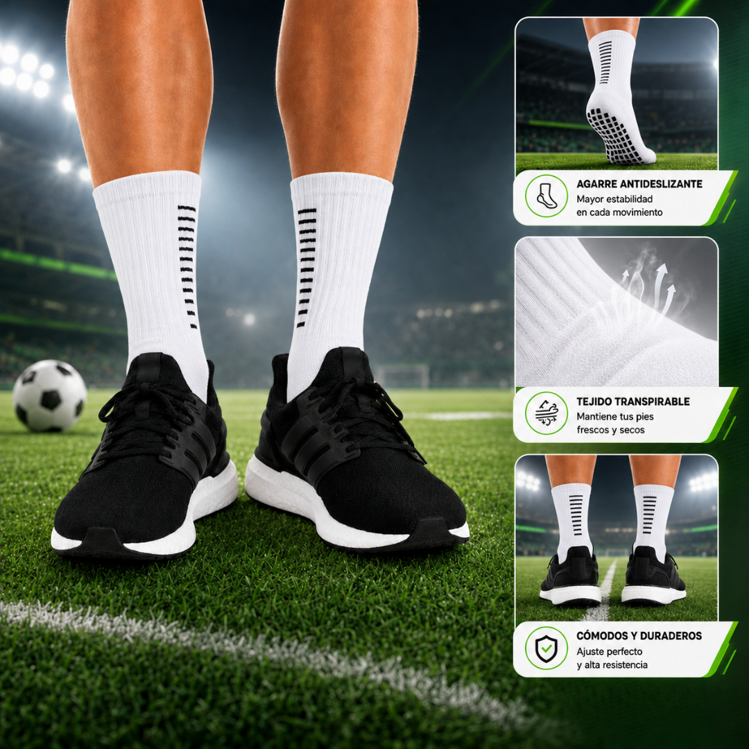 Pack 12 Calcetines Deportivos Largos Antideslizantes con Grip Futbol