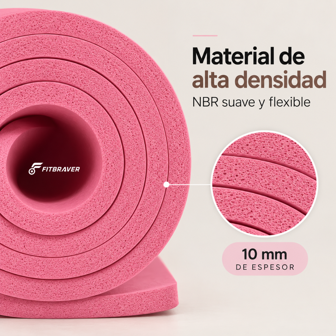 Mat de Yoga 10mm Grueso Colchoneta Pilates Antideslizante NBR Rosa